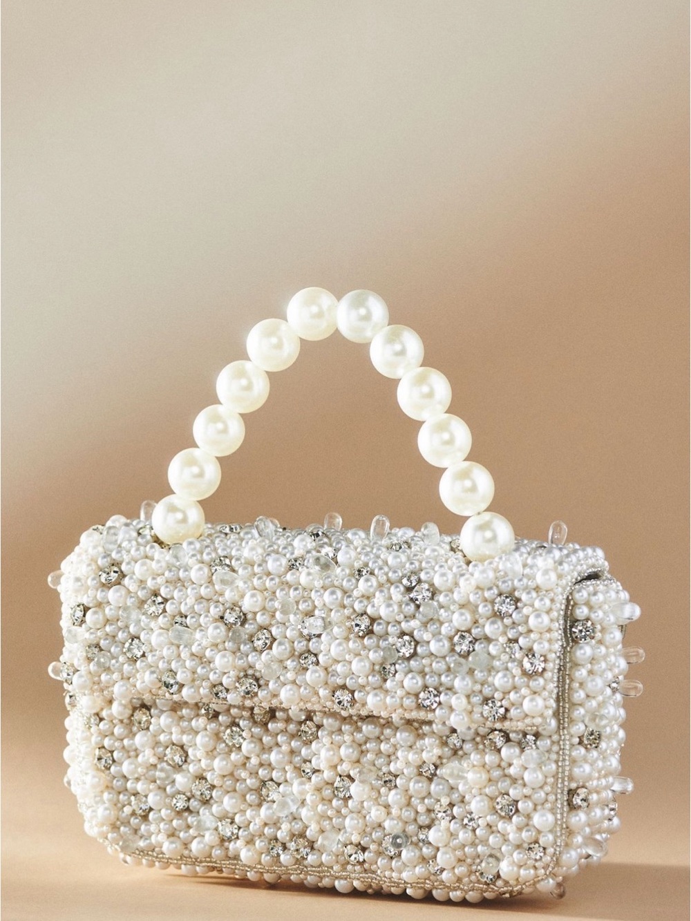 Anthropologie Fiona Beaded Bag- Pearl Edition